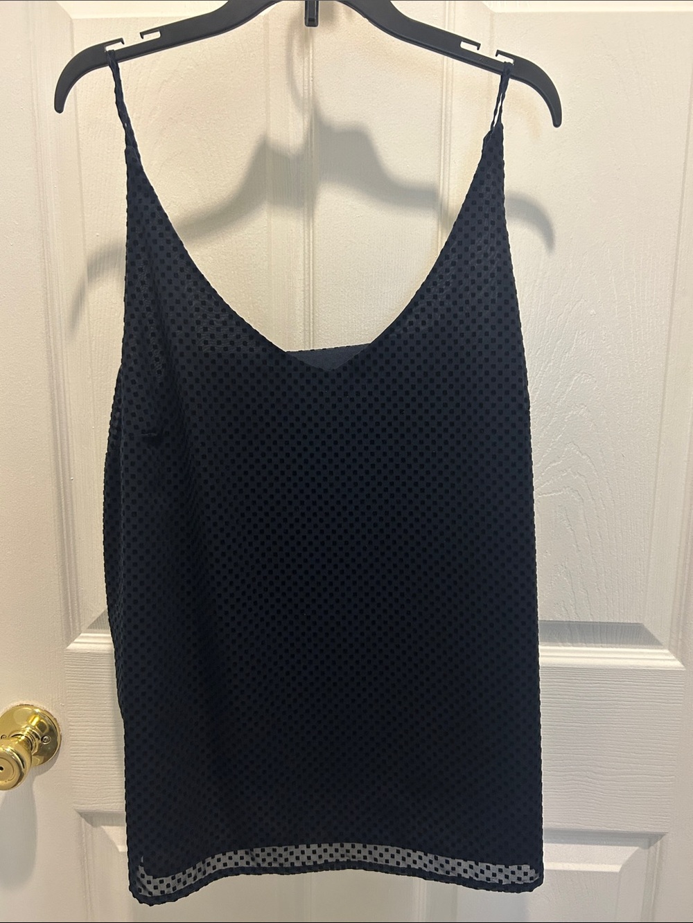 Banana Republic Blue Textured Polka Dot Cami. Size L, NWT